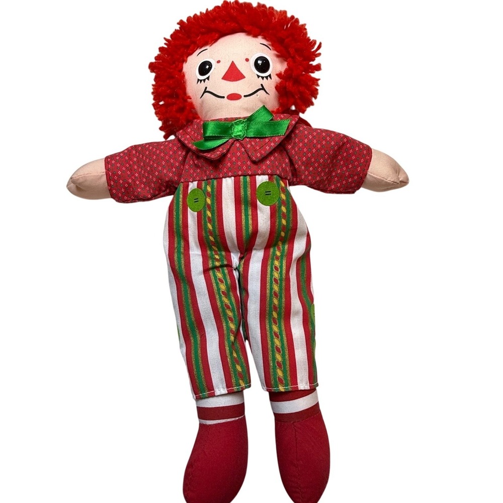 Vintage Style Raggedy Andy Plush Rag Doll Red Yarn Hair 12 Inch‎ Holiday Outfit
